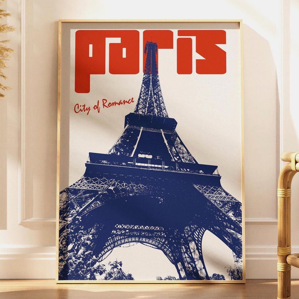 Paris City Of Romance Eiffel Tower Bold Graphic Travel Poster