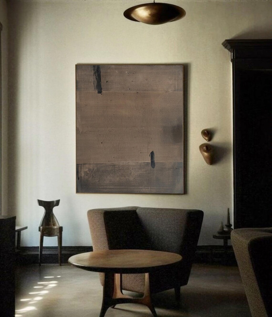 Wabisabi Brown Abstract Oil Painting, Minimalist Art Print - Image 3