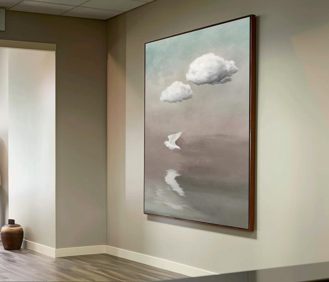 Clouds and White Dove Surreal Minimalist Serene Sea Dreamy Art Poster - Image 3