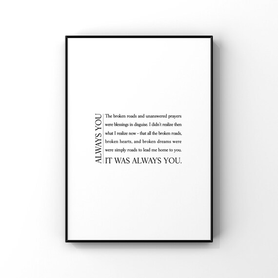 Always You Love Quote Typography Romantic Anniversary Gift Wall Art
