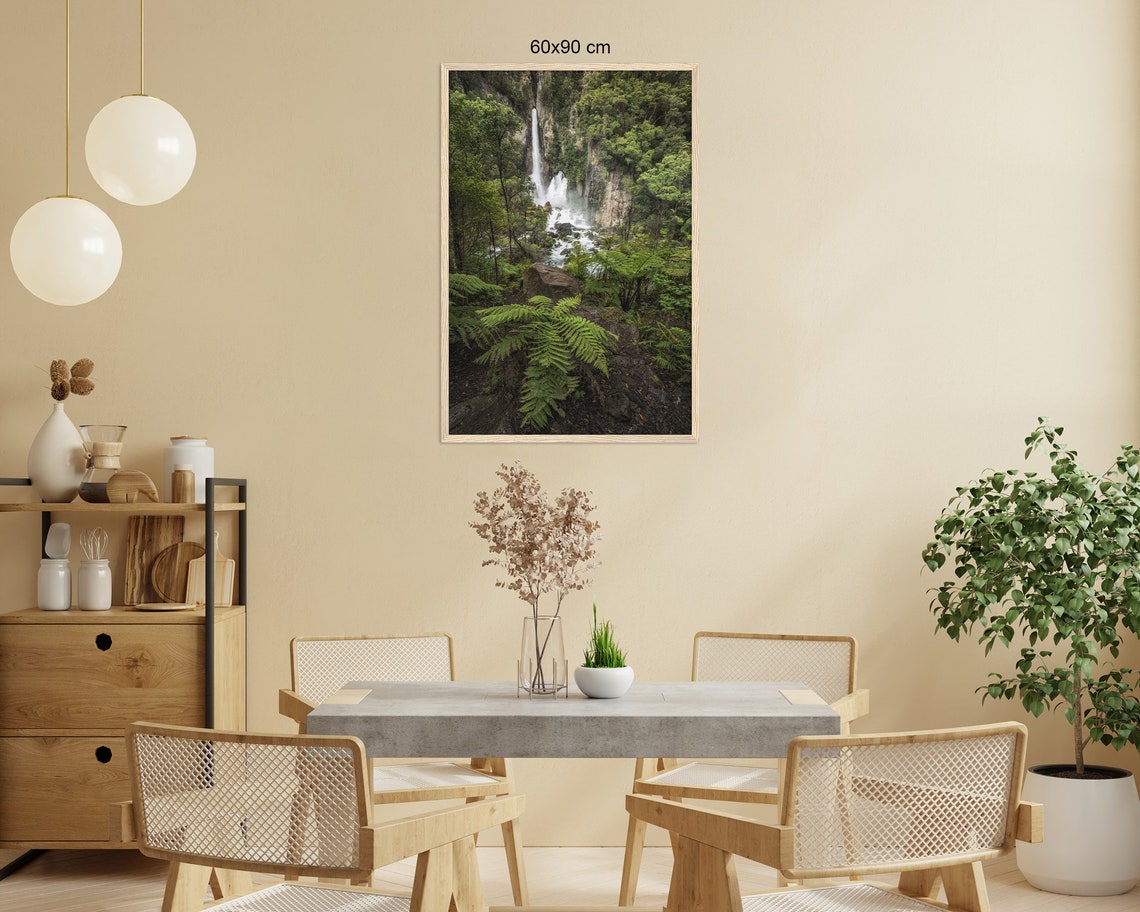 Towering Rainforest Waterfall With Lush Ferns And Green Jungle Poster - Image 2