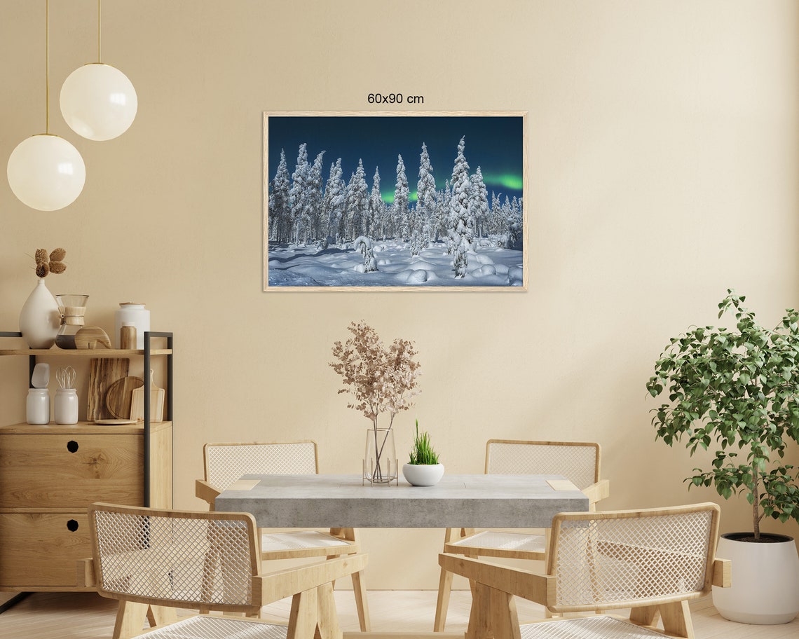 Northern Lights In Lapland Finland Premium Wall Picture With Wooden Frame Wall Art Living Room Decoration Art Print Poster Fine Art Photography - Image 2