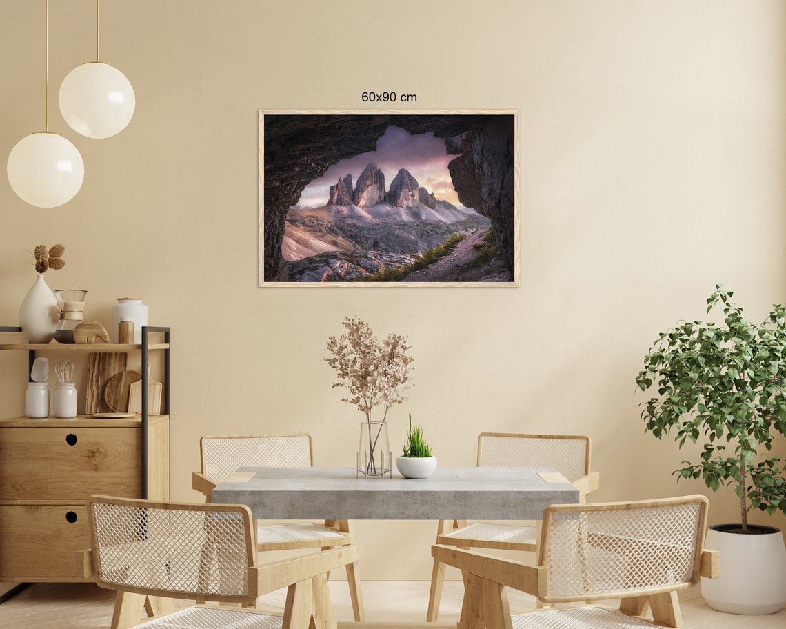 Tre Cime di Lavaredo Dolomites Seen Through Natural Rock Window Poster - Image 3