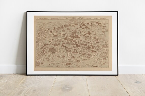 Map Of Paris Antique Europe 1877