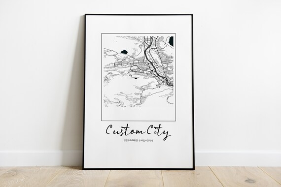Custom Map City Wall Art Your Maps Print Poster Personalized