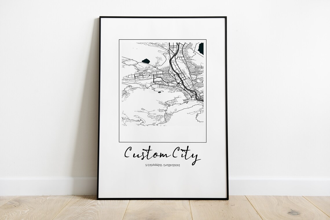 Custom Map City Wall Art Your Maps Print Poster Personalized