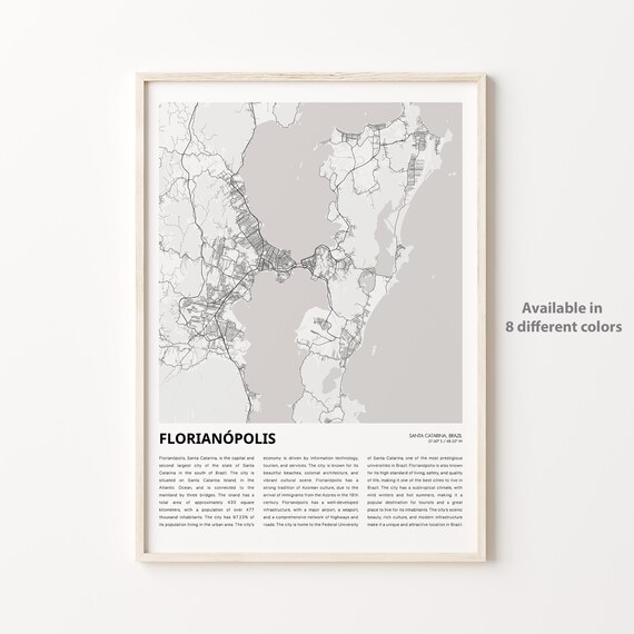 Florianopolis Brazil Detailed City Street Map Poster with City Profile