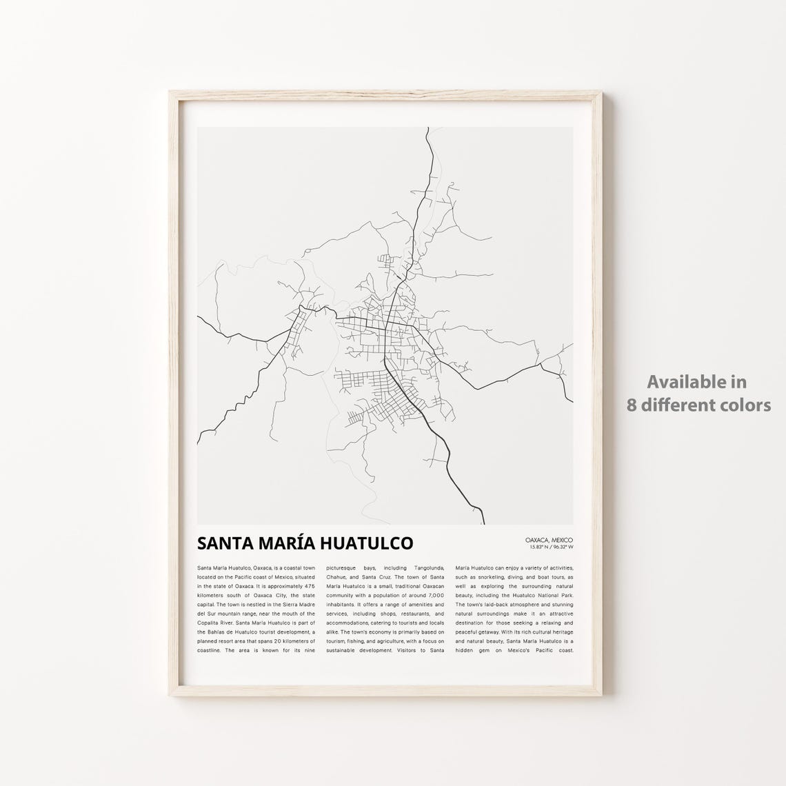 Santa Maria Huatulco Oaxaca Mexico Minimalist Map Travel Poster