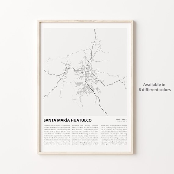 Santa Maria Huatulco Oaxaca Mexico Minimalist Map Travel Poster