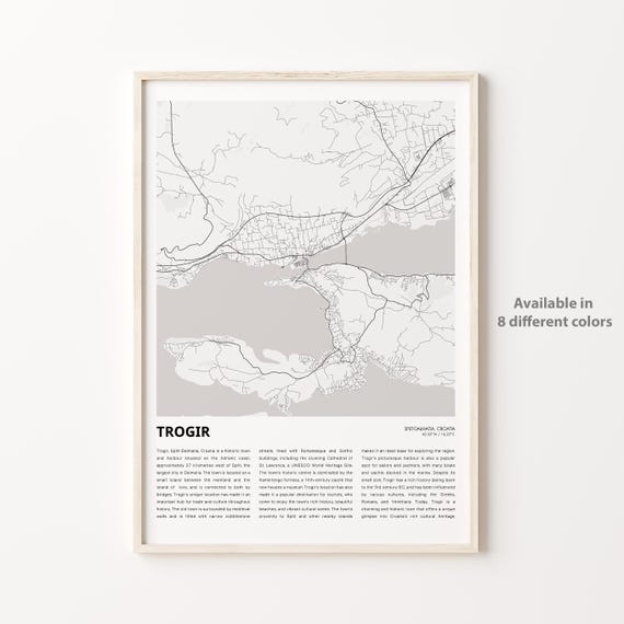 Trogir Croatia Detailed Minimalist City Map Travel Wall Decor Poster