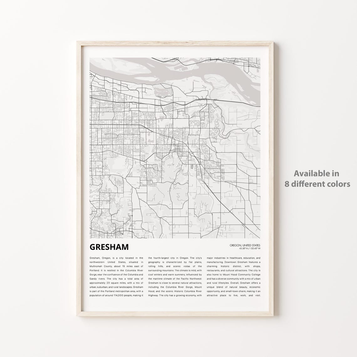 Gresham Oregon Minimalist City Map Street Travel Wall Poster