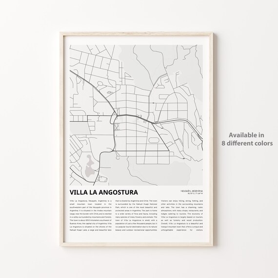 Villa La Angostura Neuquen Argentina Minimal Map Poster Line Artwork