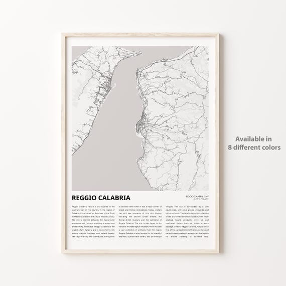 Reggio Calabria Map Print Travel Wall Decor Art Housewarming Gift