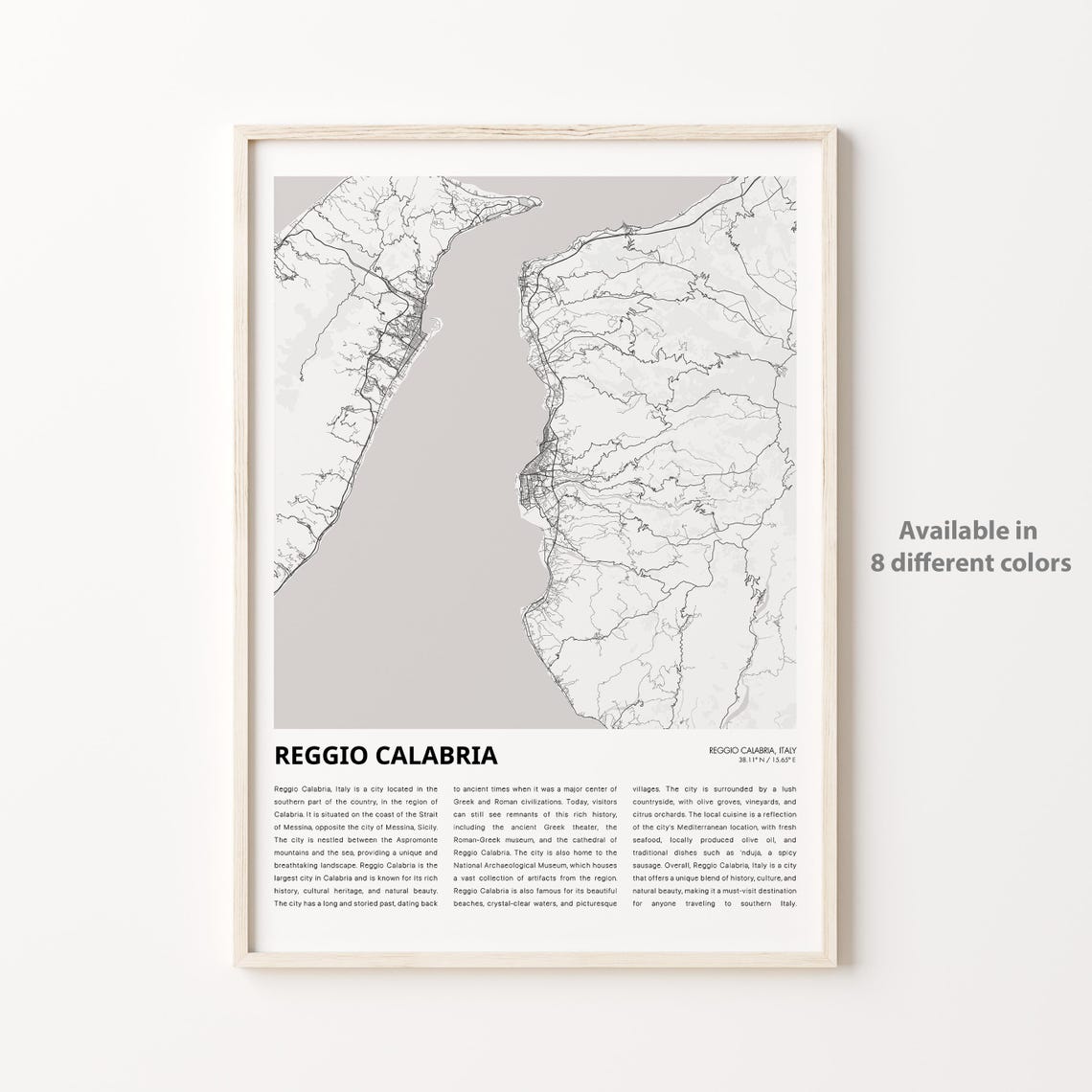 Reggio Calabria Map Print Travel Wall Decor Art Housewarming Gift