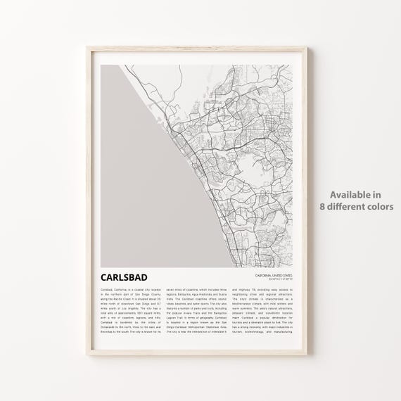 Carlsbad Map Print Travel Wall Decor Art Housewarming Gift