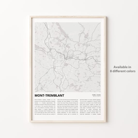 Mont Tremblant Quebec Minimalist City Map With Coordinates Poster