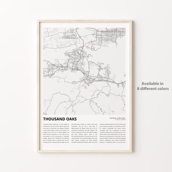 Thousand Oaks California Minimalist City Street Map Art Poster