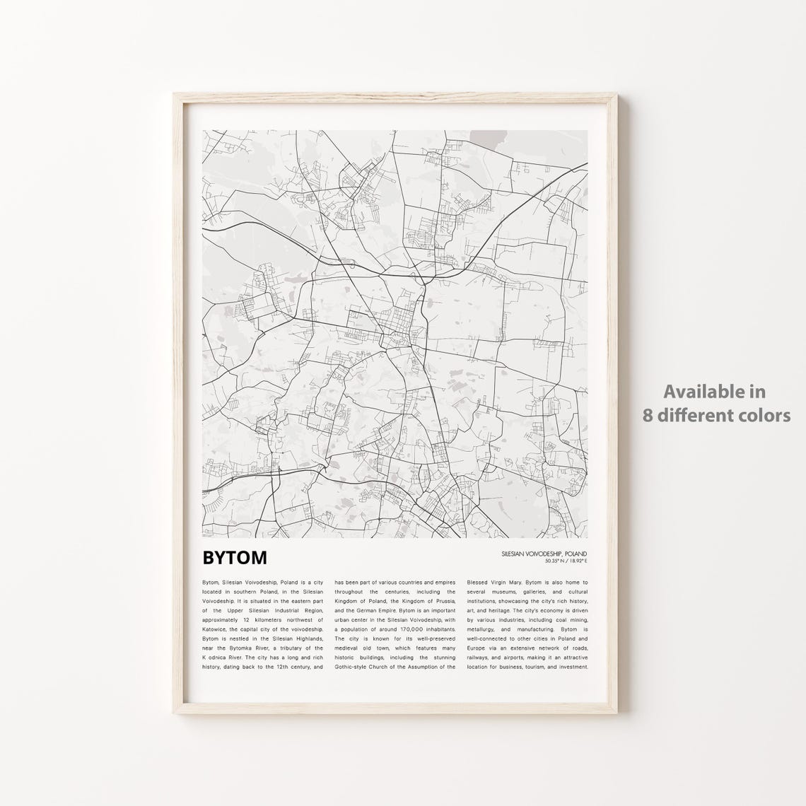 Bytom Map Print Travel Wall Decor Art Silesian Voivodeship Housewarming Gift