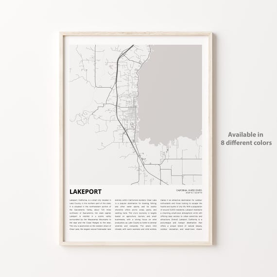 Lakeport Map Print Travel Wall Decor Art Housewarming Gift