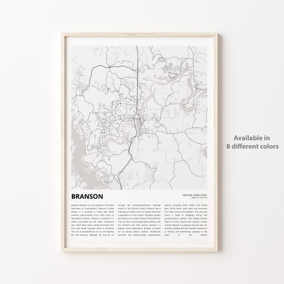 Branson Map Print Travel Wall Decor Art Missouri Housewarming Gift