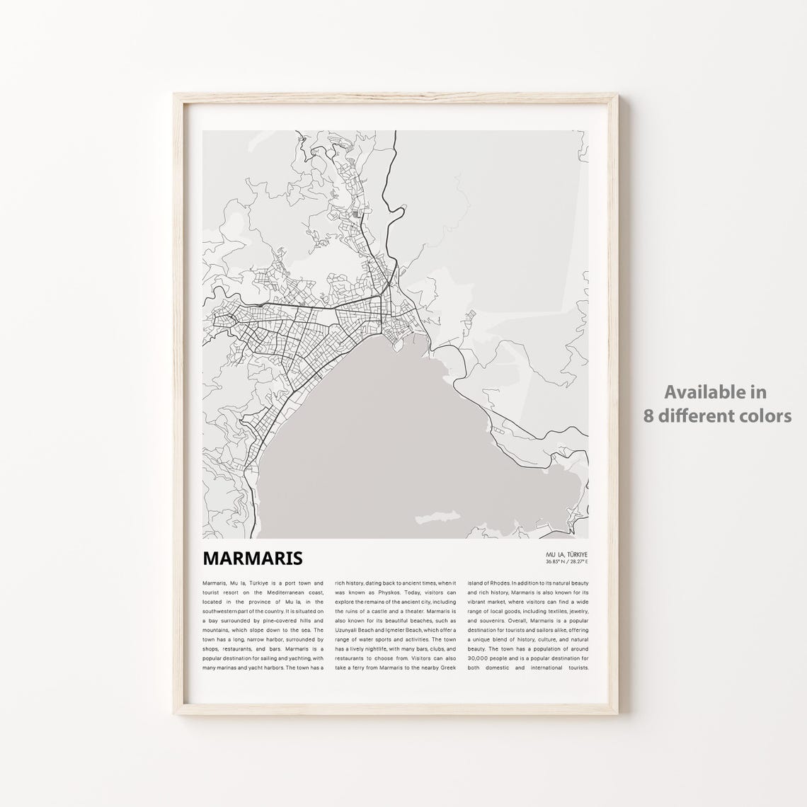 Marmaris Map Print Travel Wall Decor Art Mula Housewarming Gift