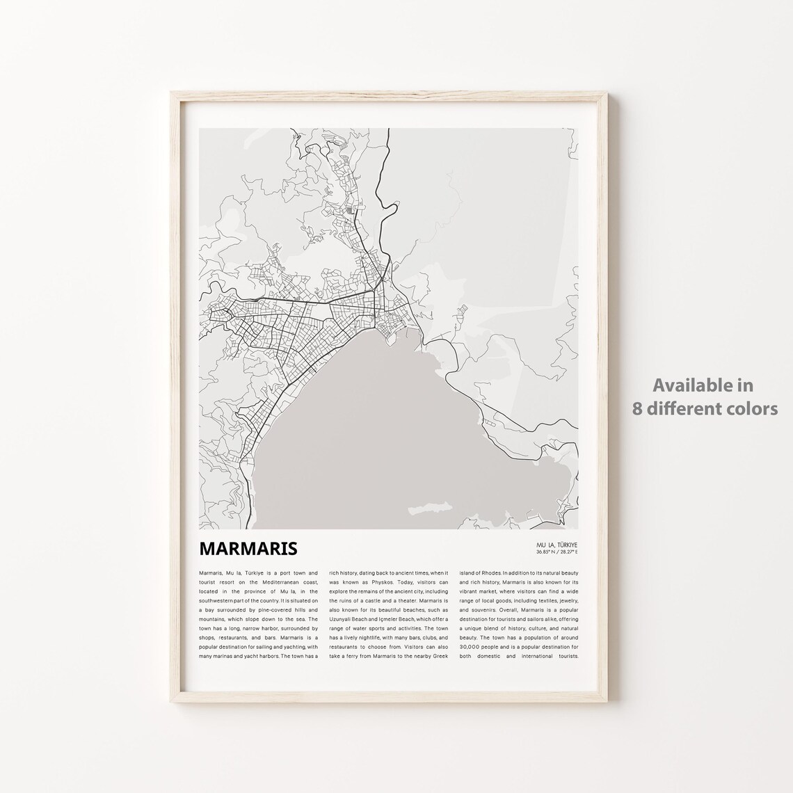 Marmaris Turkiye City Map Poster Coastal Mugla Street Line Art