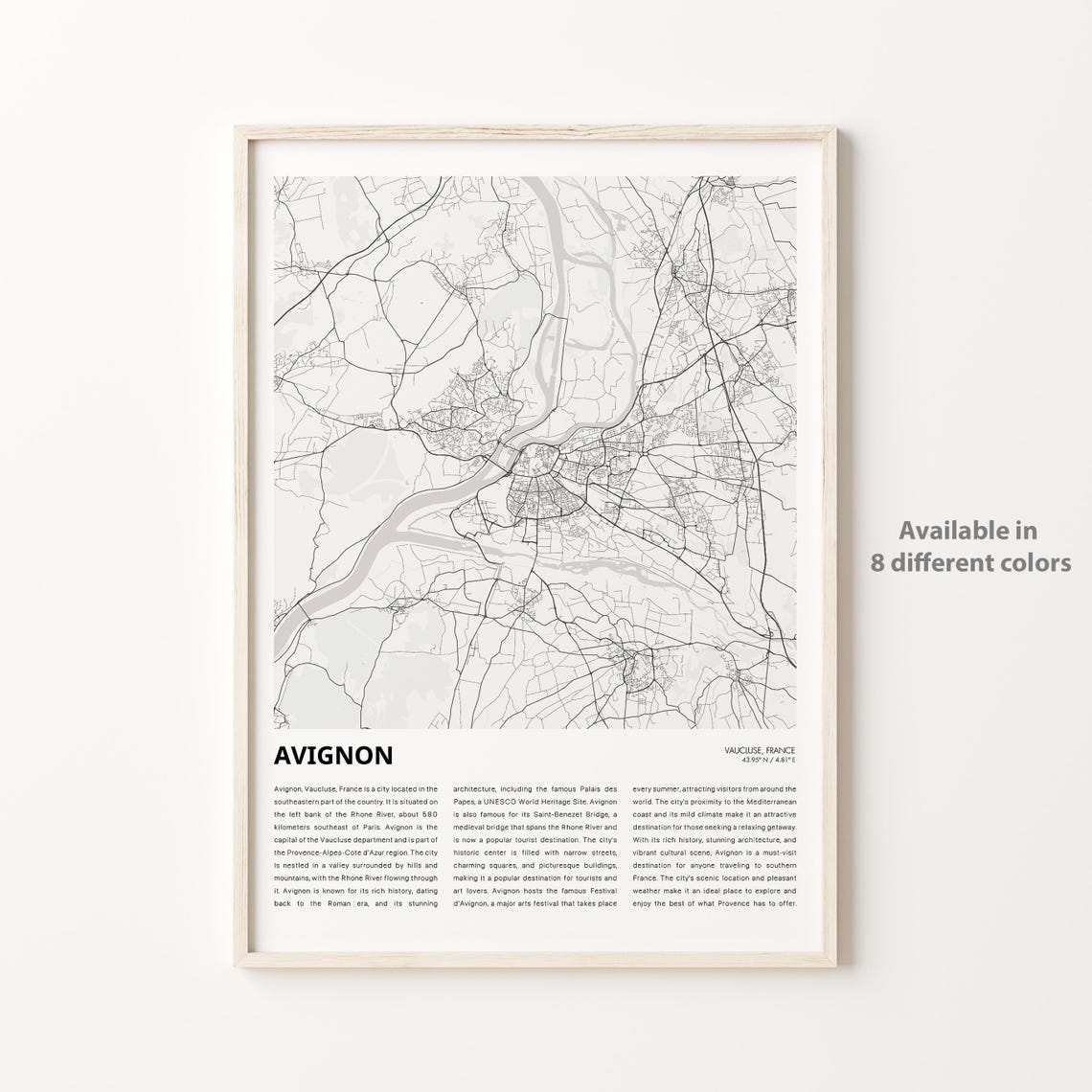 Avignon Map Print Travel Wall Decor Art Vaucluse Housewarming Gift Personalized