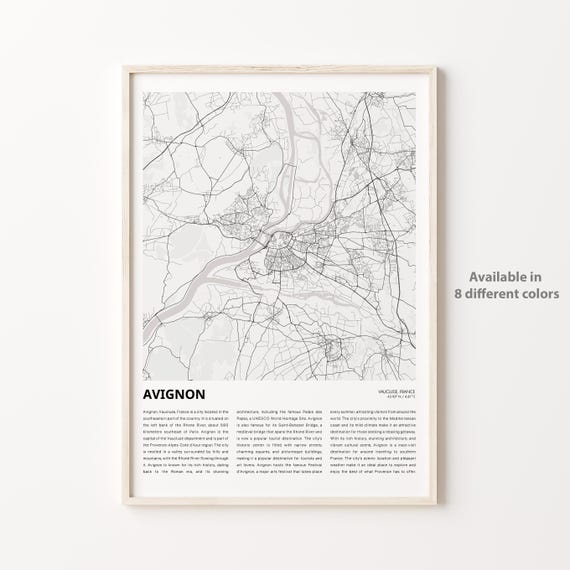 Avignon Map Print Travel Wall Decor Art Vaucluse Housewarming Gift Personalized