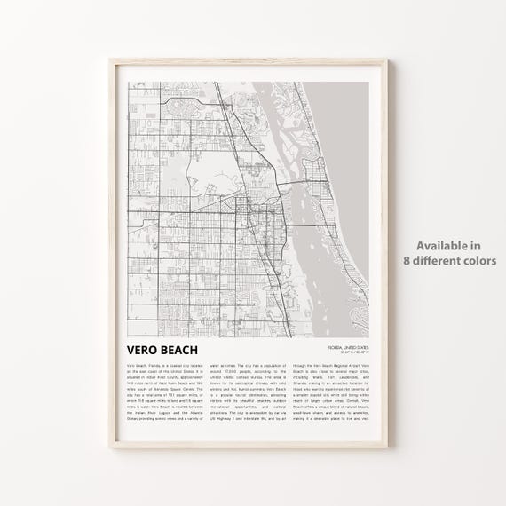 Vero Beach Minimalist City Map Wall Decor Florida USA Poster