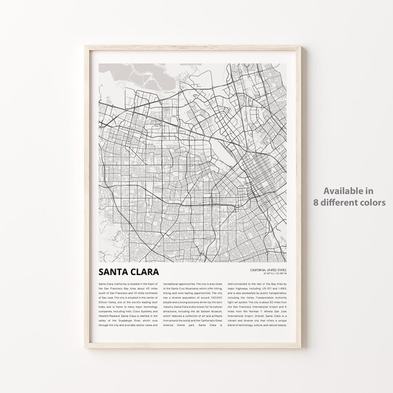 Santa Clara California City Map Minimalist Modern Poster Artwork