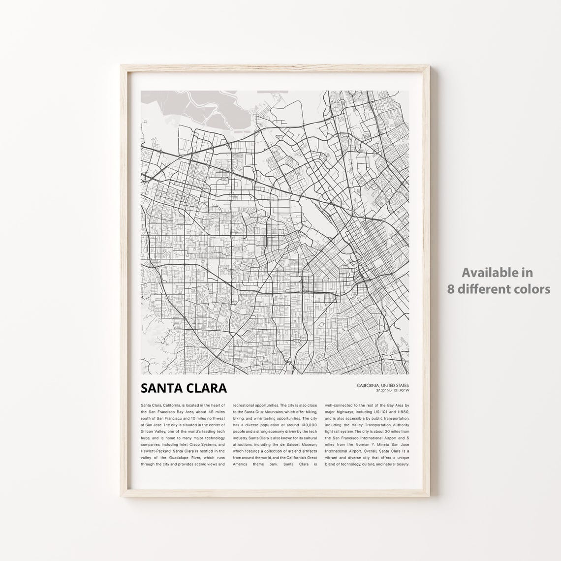 Santa Clara California City Map Minimalist Modern Poster Artwork