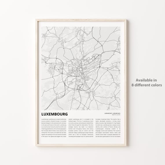 Luxembourg Map Print Travel Wall Decor Art Housewarming Gift