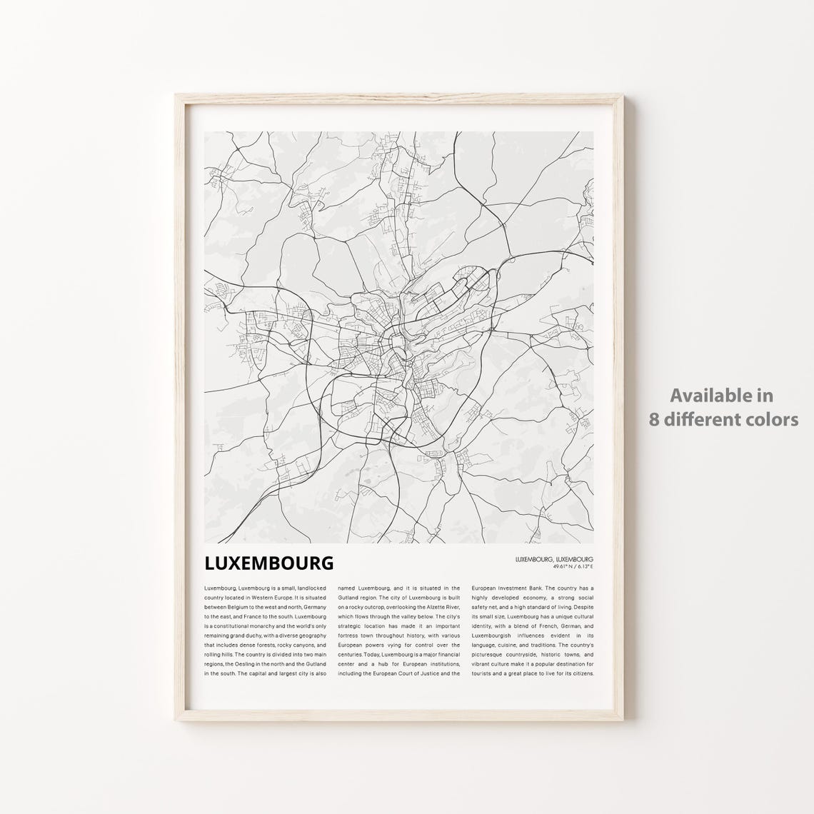 Luxembourg Map Print Travel Wall Decor Art Housewarming Gift