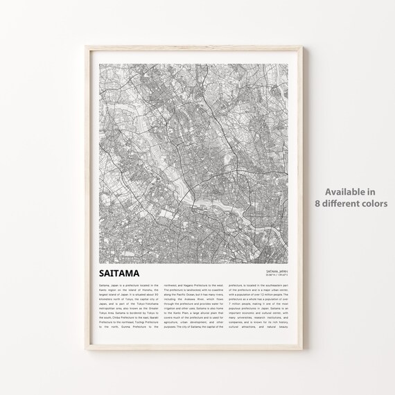 Saitama Japan Kanto Region Minimalist Prefecture Map Art Poster