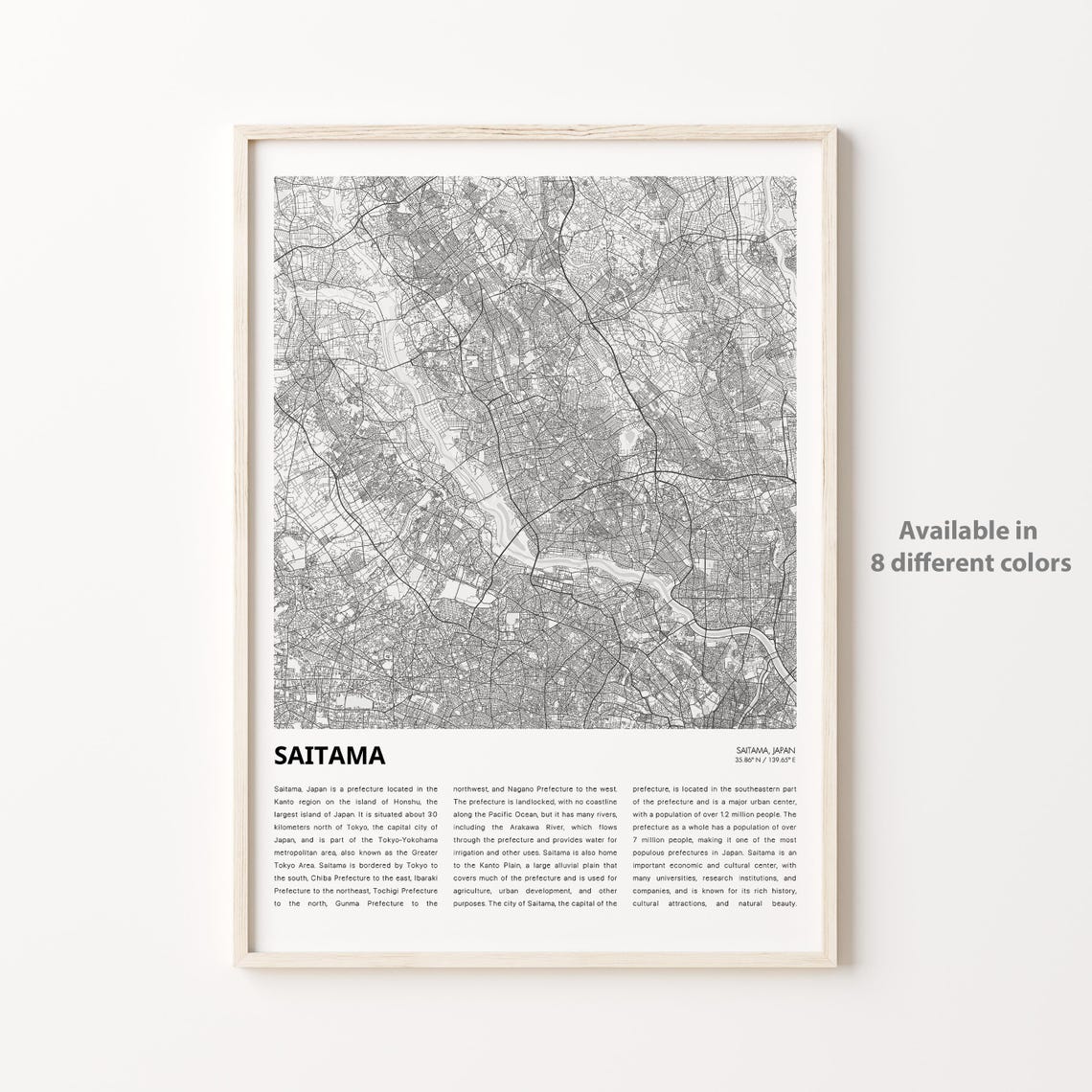 Saitama Japan Kanto Region Minimalist Prefecture Map Art Poster