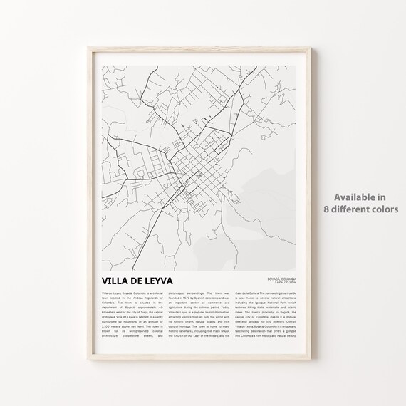 Villa de Leyva Colombia City Street Map Line Art Travel Poster