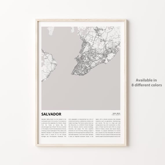Salvador Brazil Minimalist City Map Street Art Travel Poster