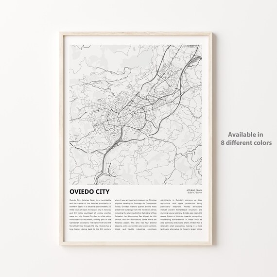 Oviedo City Asturias Spain City Map With History Text Poster