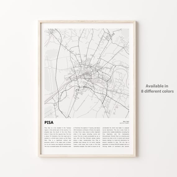 Pisa Map Print Travel Wall Decor Art Housewarming Gift