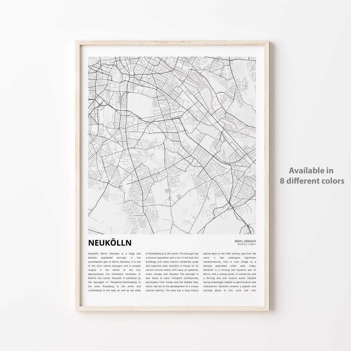 Neukolln Berlin Germany City Street Map Minimalist Decor Poster