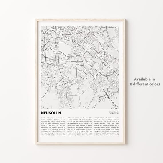 Neuklln Map Print Travel Wall Decor Art Berlin Housewarming Gift