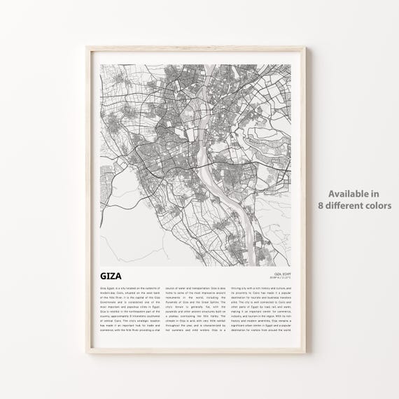 Giza Map Print Travel Wall Decor Art Housewarming Gift