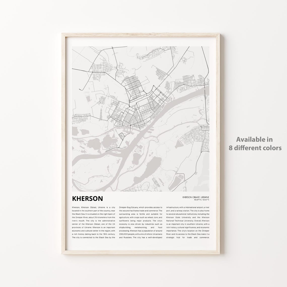 Kherson Ukraine Minimalist Black And White City Map Art Print