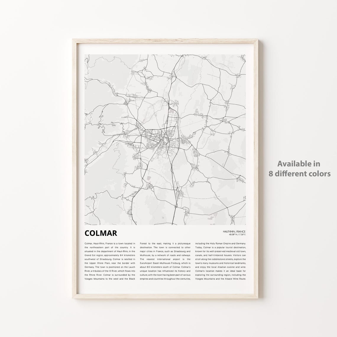 Colmar Map Print Travel Wall Decor Art Hautrhin Housewarming Gift