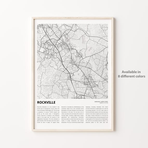 Rockville Minimalist City Map Wall Decor Maryland USA Poster