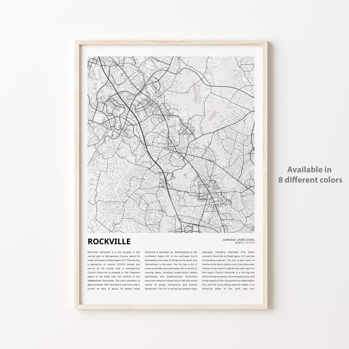 Rockville Minimalist City Map Wall Decor Maryland USA Poster