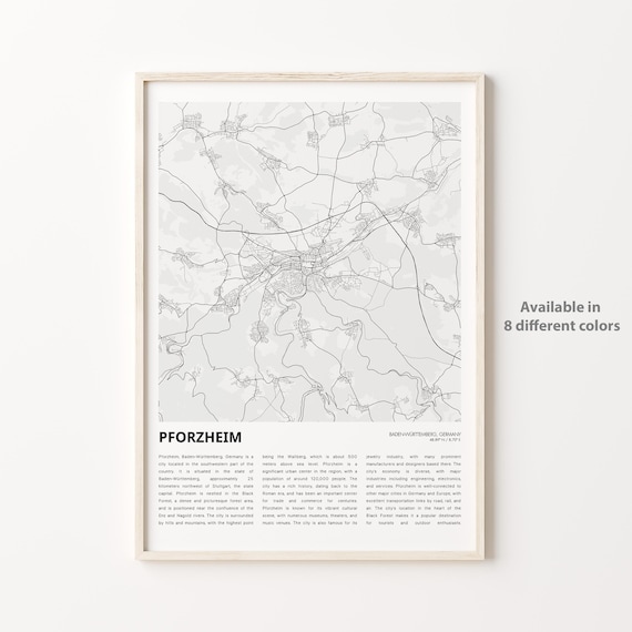 Pforzheim Germany Minimalist Black and White City Map Poster