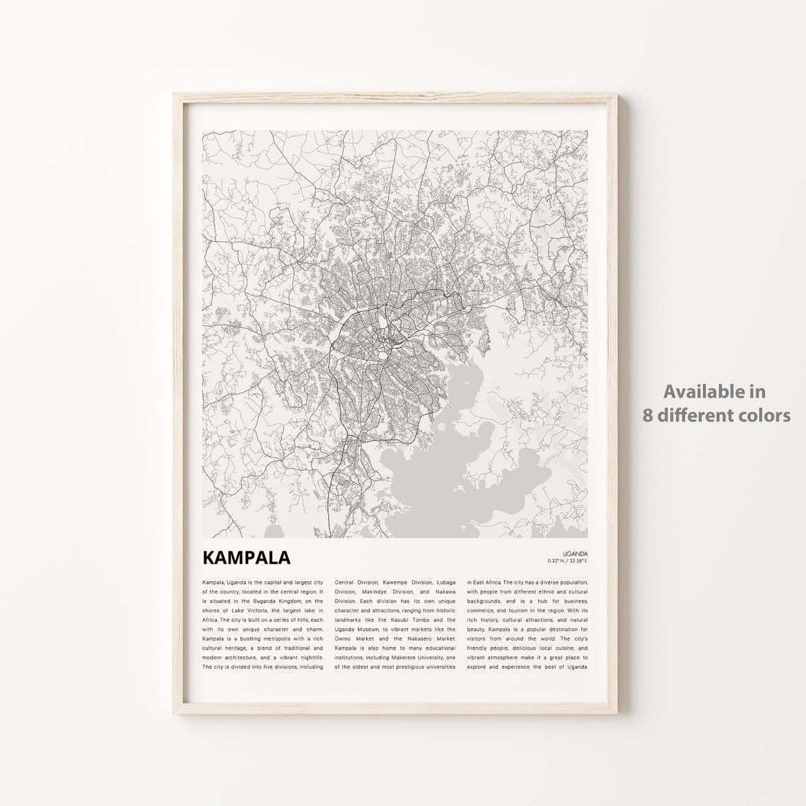 Kampala Map Print Travel Wall Decor Art Housewarming Gift