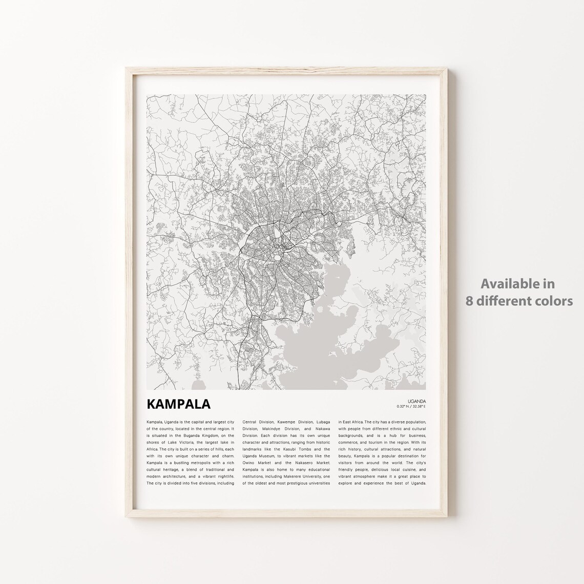 Kampala Uganda City Map Poster Minimalist African Capital Street Art