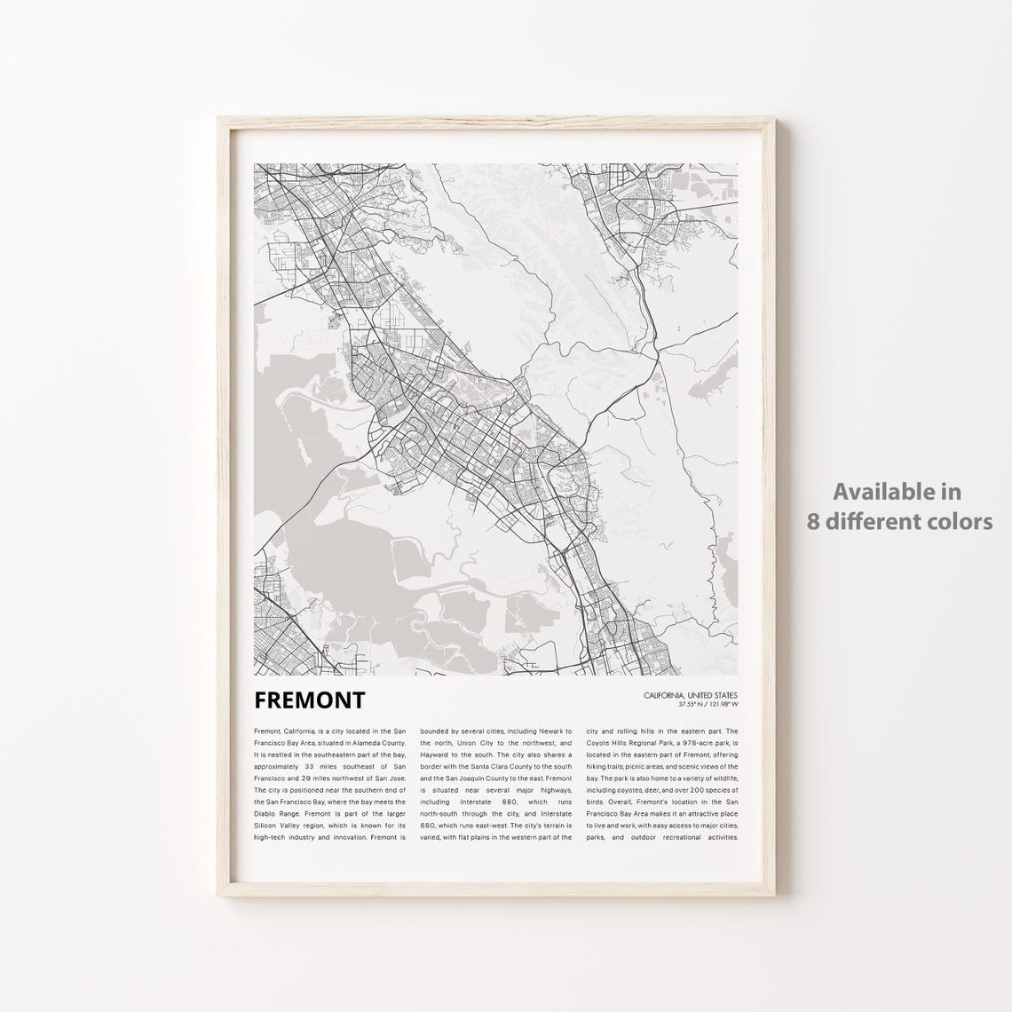 Fremont Map Print Travel Wall Decor Art Housewarming Gift